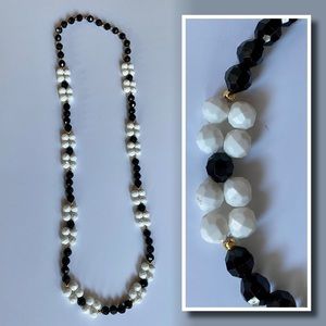 2 black and white beaded necklaces, great for layering, vintage